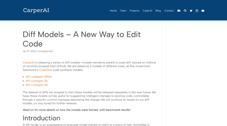 carper.ai diff models-a-new-way-to-edit-co- -כלי בינה מלאכותית