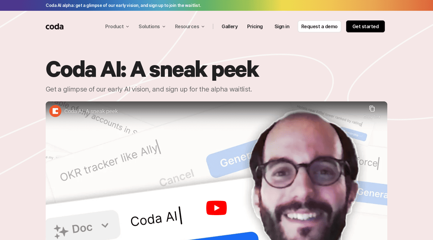 coda.io product ai-alpha- - -כלי בינה מלאכותית