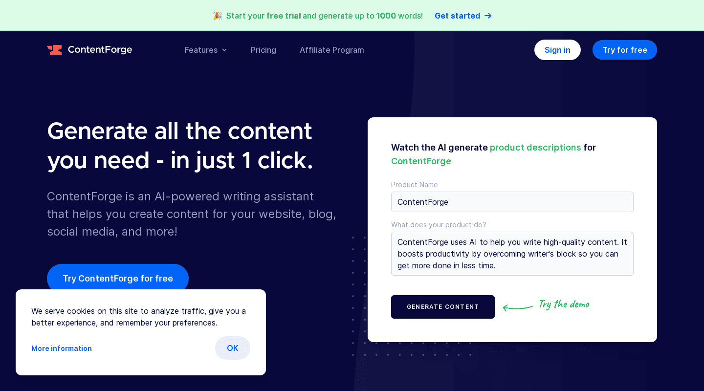 contentforge.ai כלי בינה מלאכותית