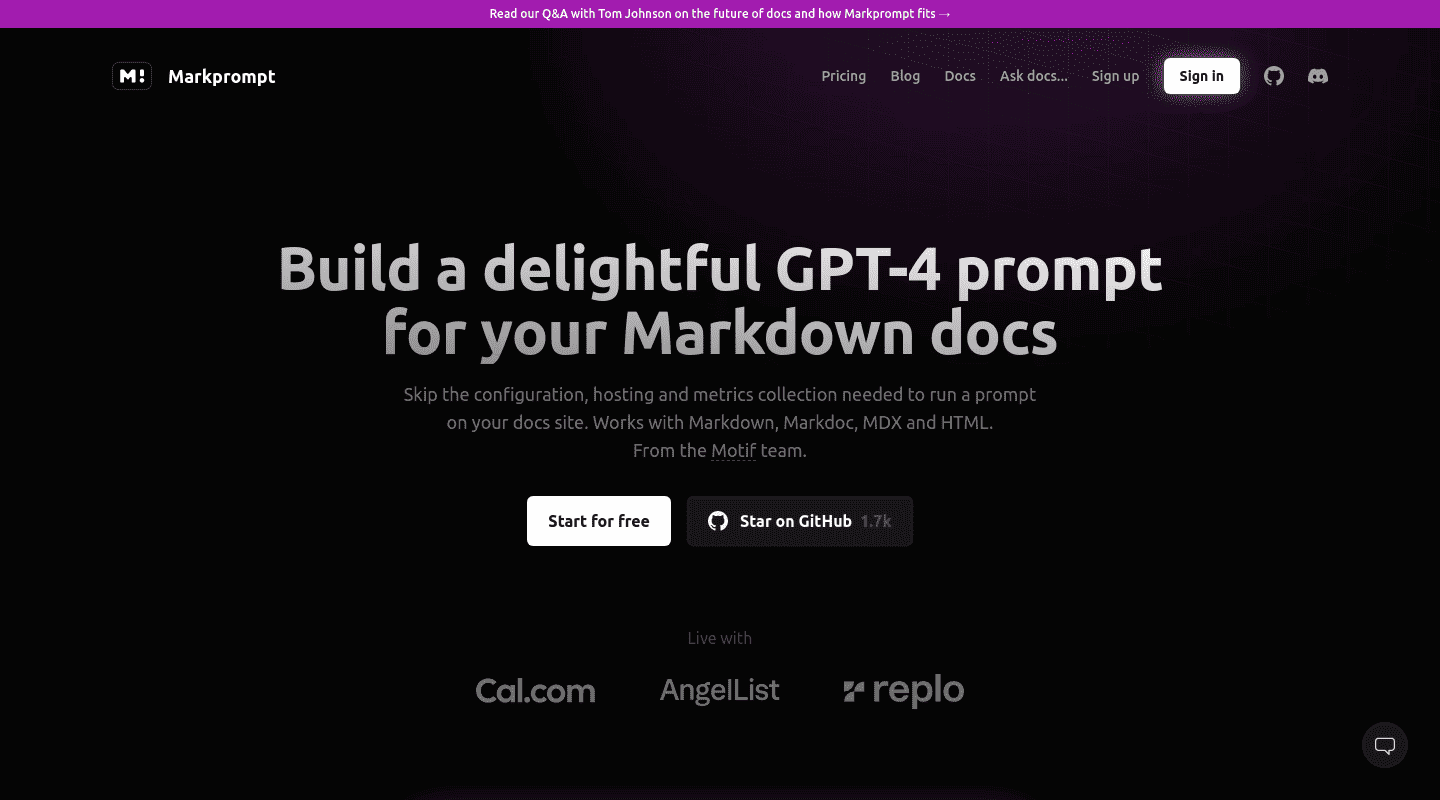 markprompt.com כלי בינה מלאכותית